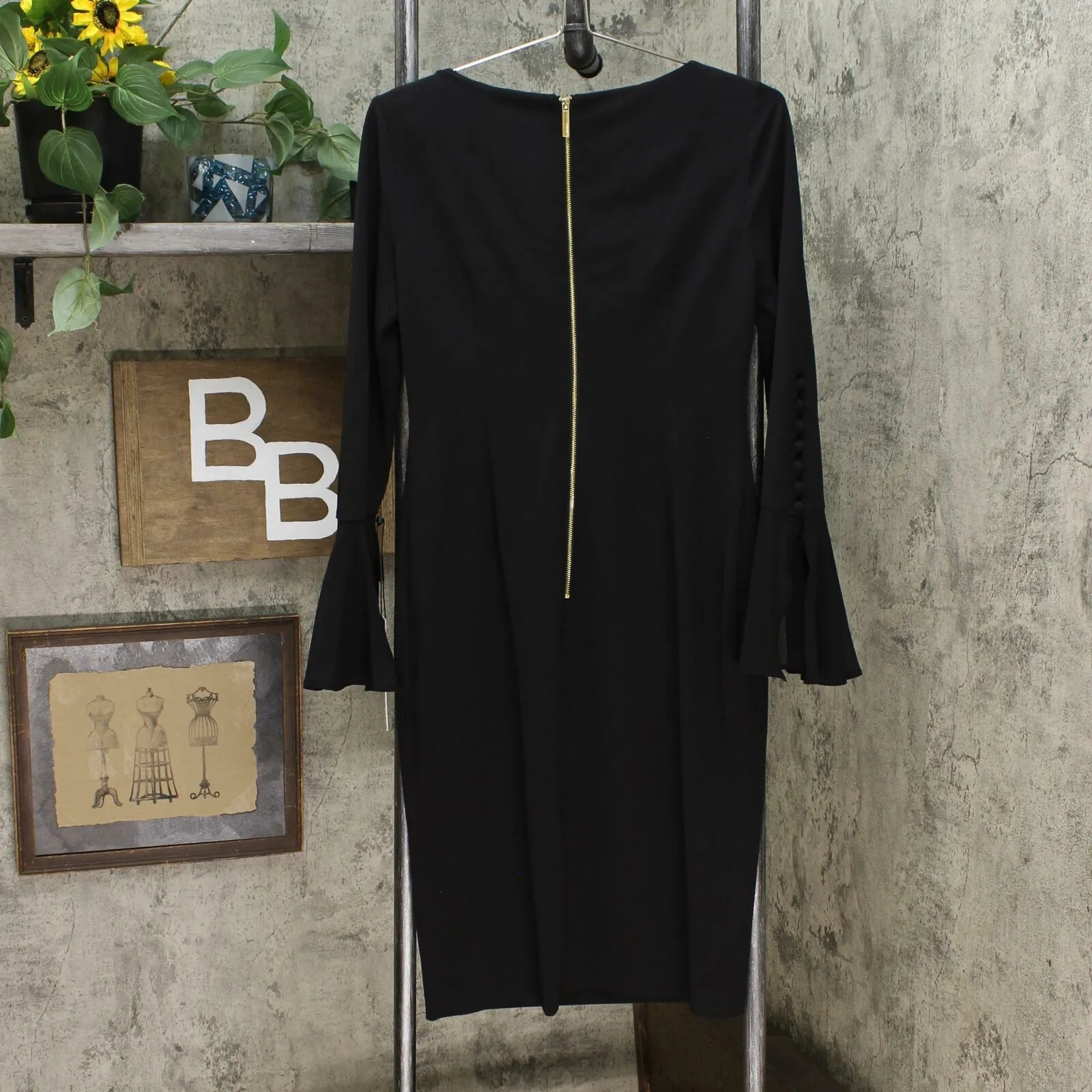 Calvin Klein Women's Chiffon Bell Sleeve Sheath Dress