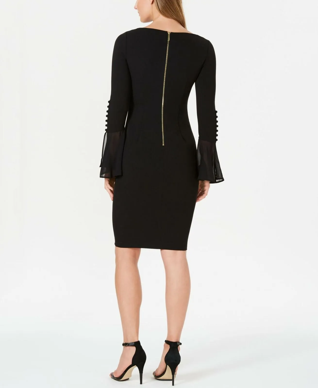 Calvin Klein Women's Chiffon Bell Sleeve Sheath Dress