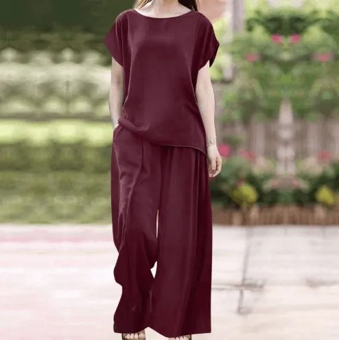 Casual plain wide leg pants