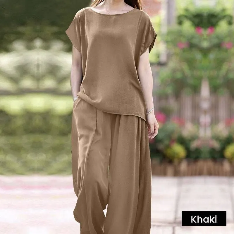 Casual plain wide leg pants