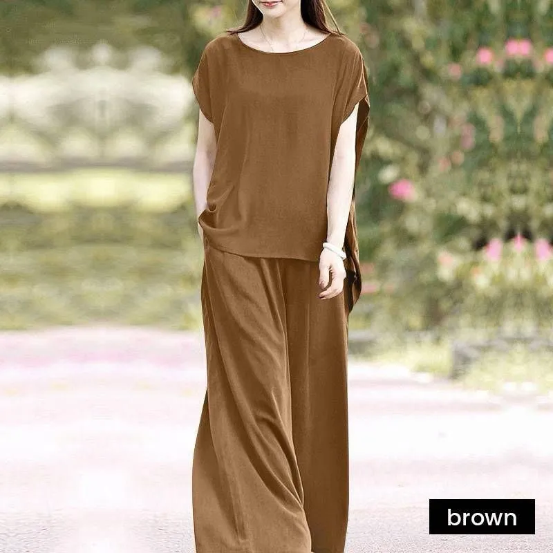 Casual plain wide leg pants