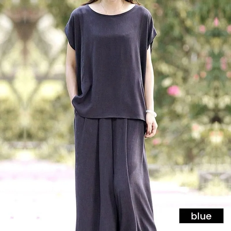 Casual plain wide leg pants