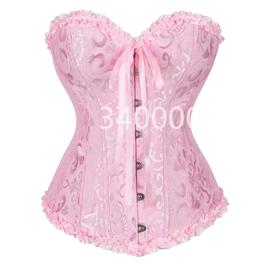 Caudatus Vintage Corsets and Bustiers Plus Size Flower Print Bridal Bustier Corset Push Up Victorian Corselet Overbust Burlesque