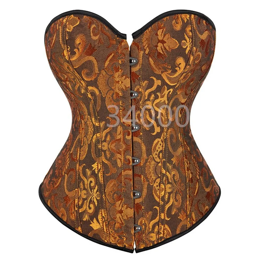 Caudatus Vintage Corsets and Bustiers Plus Size Flower Print Bridal Bustier Corset Push Up Victorian Corselet Overbust Burlesque