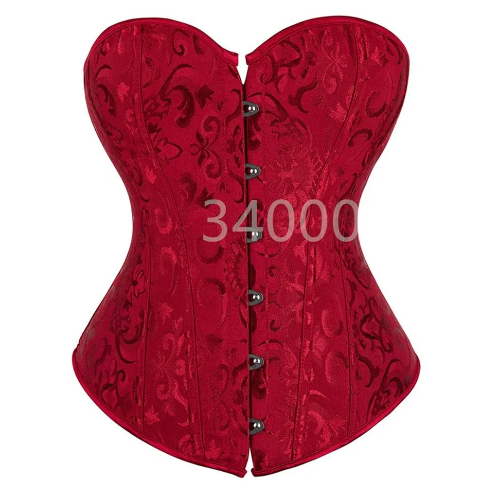 Caudatus Vintage Corsets and Bustiers Plus Size Flower Print Bridal Bustier Corset Push Up Victorian Corselet Overbust Burlesque