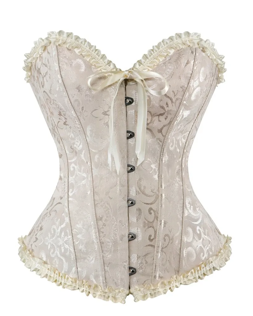 Caudatus Vintage Corsets and Bustiers Plus Size Flower Print Bridal Bustier Corset Push Up Victorian Corselet Overbust Burlesque