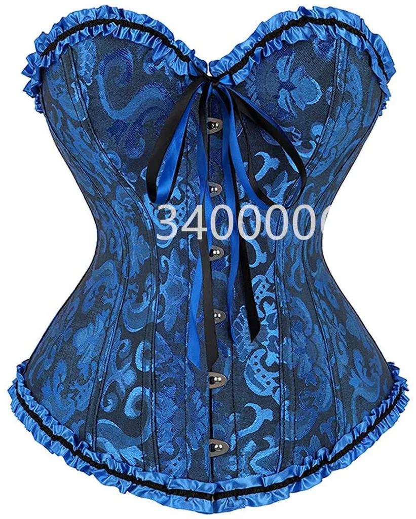 Caudatus Vintage Corsets and Bustiers Plus Size Flower Print Bridal Bustier Corset Push Up Victorian Corselet Overbust Burlesque