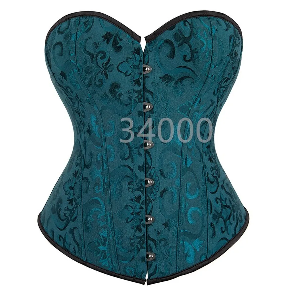 Caudatus Vintage Corsets and Bustiers Plus Size Flower Print Bridal Bustier Corset Push Up Victorian Corselet Overbust Burlesque