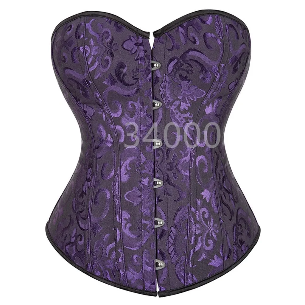 Caudatus Vintage Corsets and Bustiers Plus Size Flower Print Bridal Bustier Corset Push Up Victorian Corselet Overbust Burlesque