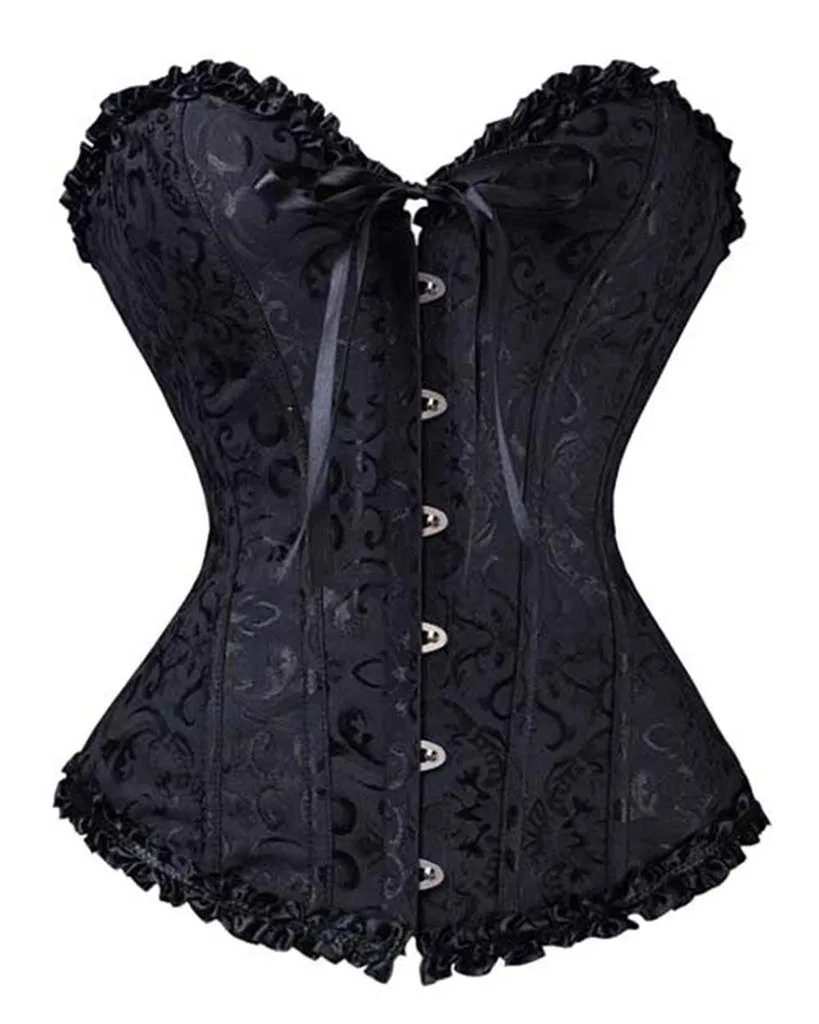 Caudatus Vintage Corsets and Bustiers Plus Size Flower Print Bridal Bustier Corset Push Up Victorian Corselet Overbust Burlesque