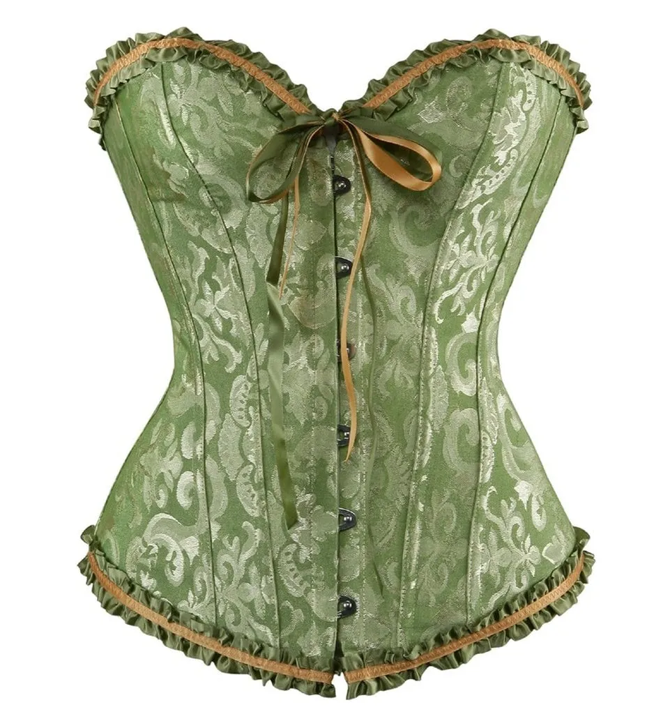 Caudatus Vintage Corsets and Bustiers Plus Size Flower Print Bridal Bustier Corset Push Up Victorian Corselet Overbust Burlesque