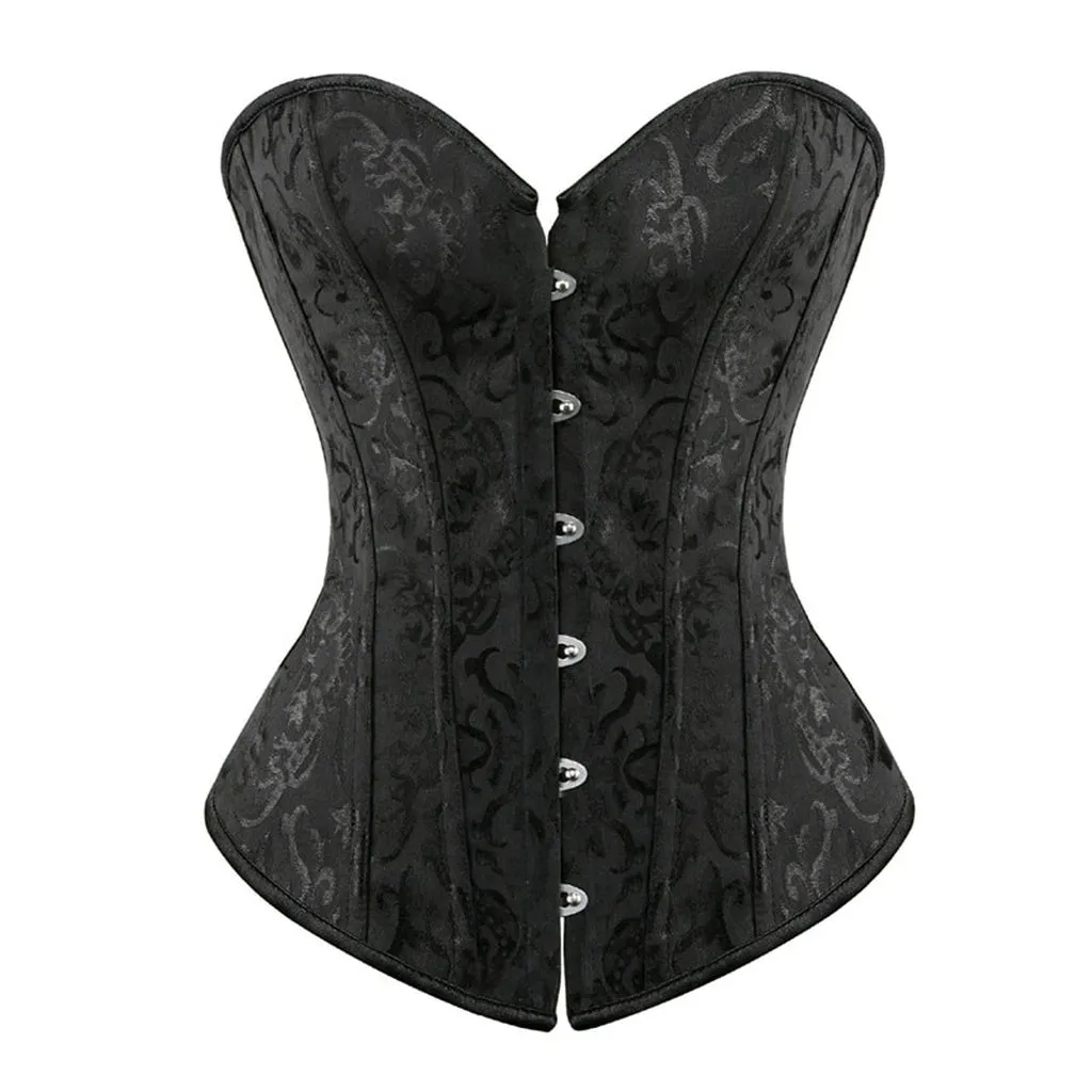 Caudatus Vintage Corsets and Bustiers Plus Size Flower Print Bridal Bustier Corset Push Up Victorian Corselet Overbust Burlesque