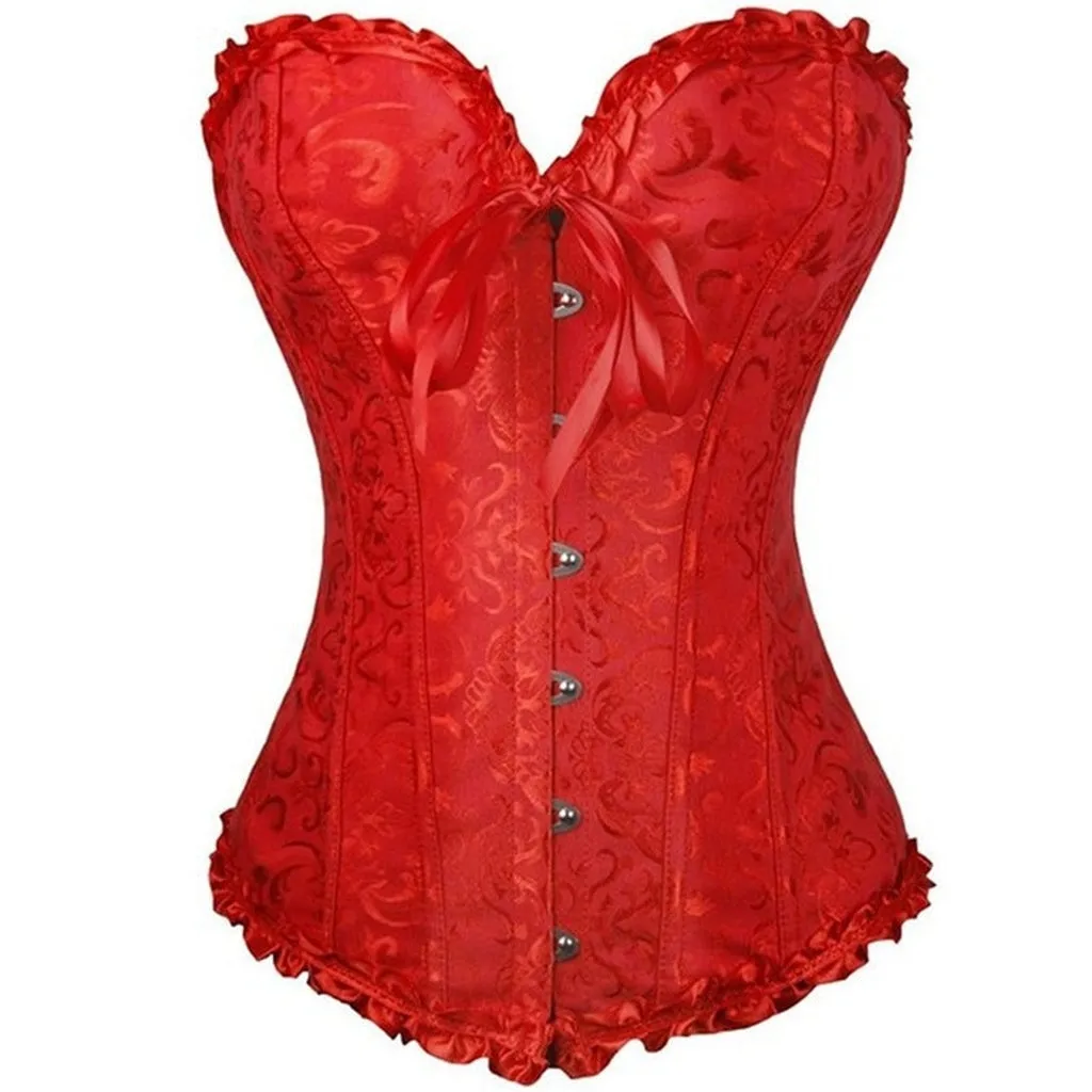 Caudatus Vintage Corsets and Bustiers Plus Size Flower Print Bridal Bustier Corset Push Up Victorian Corselet Overbust Burlesque