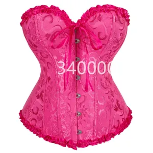 Caudatus Vintage Corsets and Bustiers Plus Size Flower Print Bridal Bustier Corset Push Up Victorian Corselet Overbust Burlesque