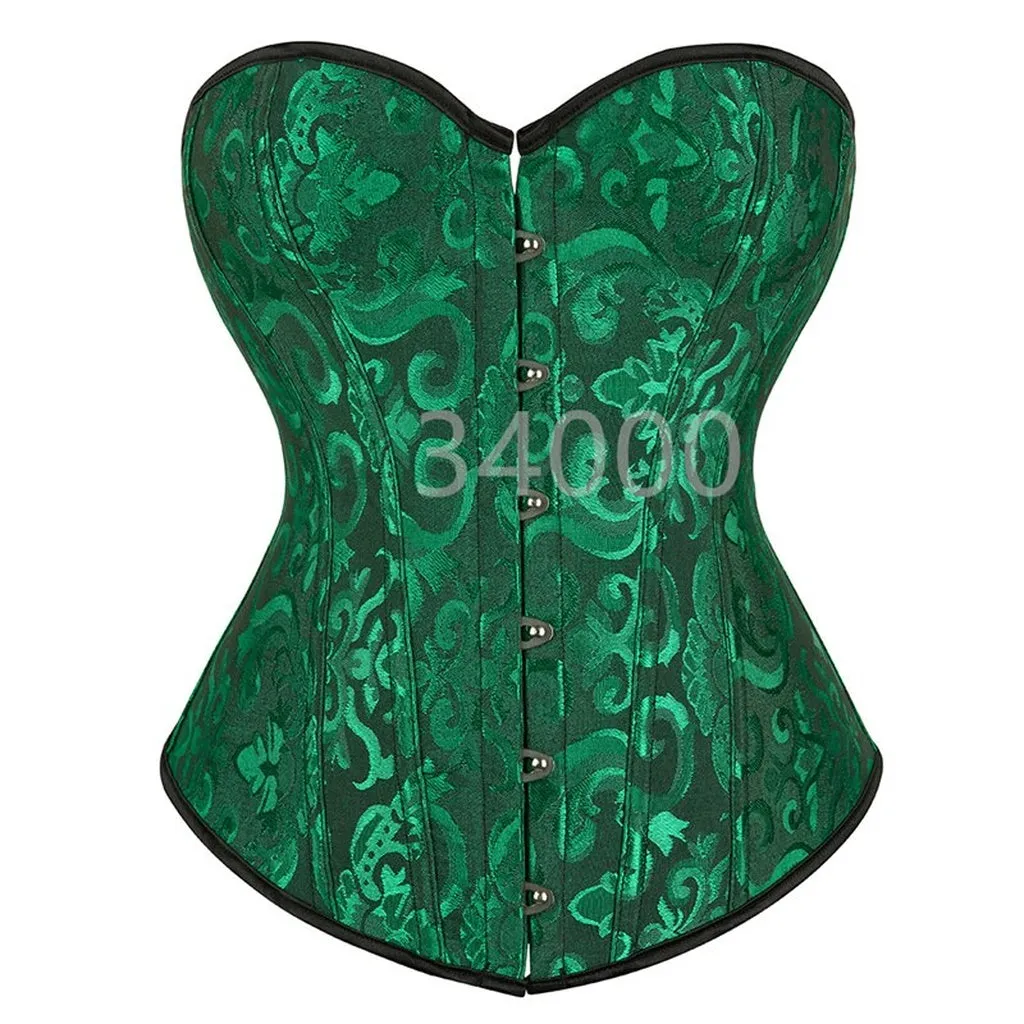 Caudatus Vintage Corsets and Bustiers Plus Size Flower Print Bridal Bustier Corset Push Up Victorian Corselet Overbust Burlesque