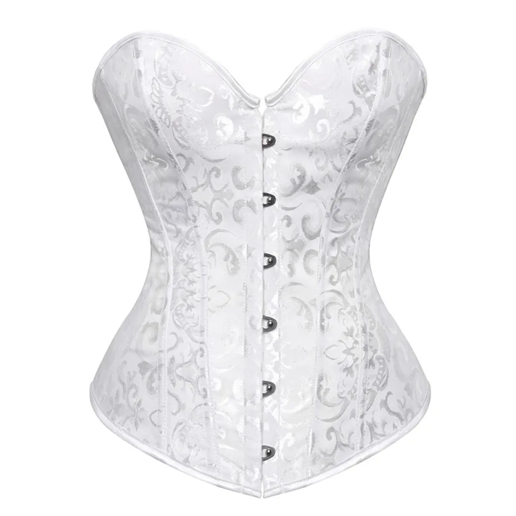 Caudatus Vintage Corsets and Bustiers Plus Size Flower Print Bridal Bustier Corset Push Up Victorian Corselet Overbust Burlesque