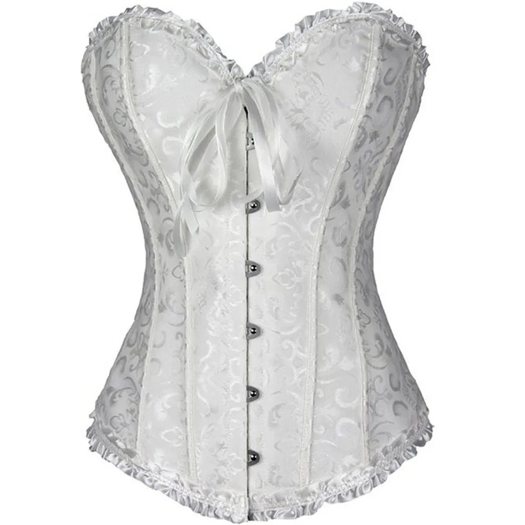 Caudatus Vintage Corsets and Bustiers Plus Size Flower Print Bridal Bustier Corset Push Up Victorian Corselet Overbust Burlesque