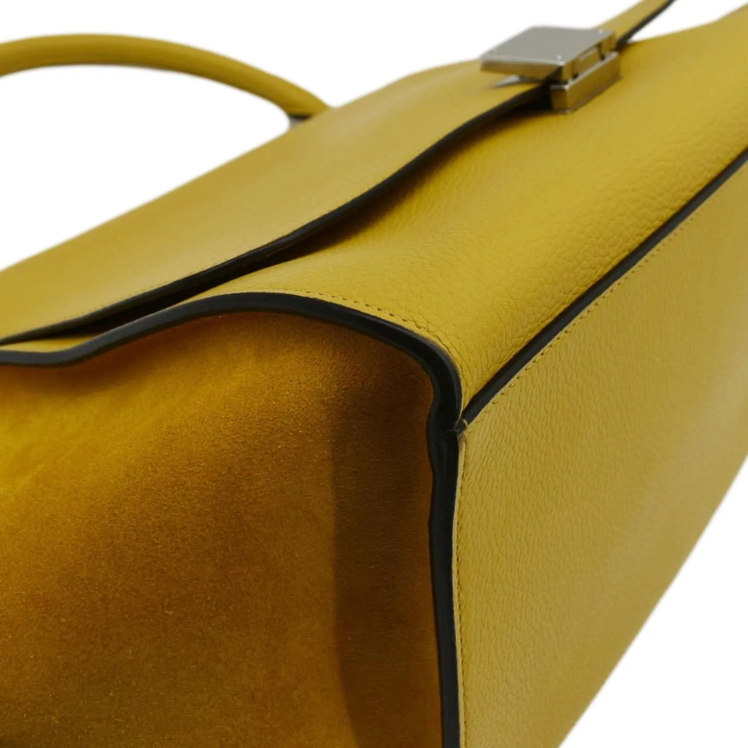 CELINE Trapeze Leather Suede Tote Shoulder Bag Yellow