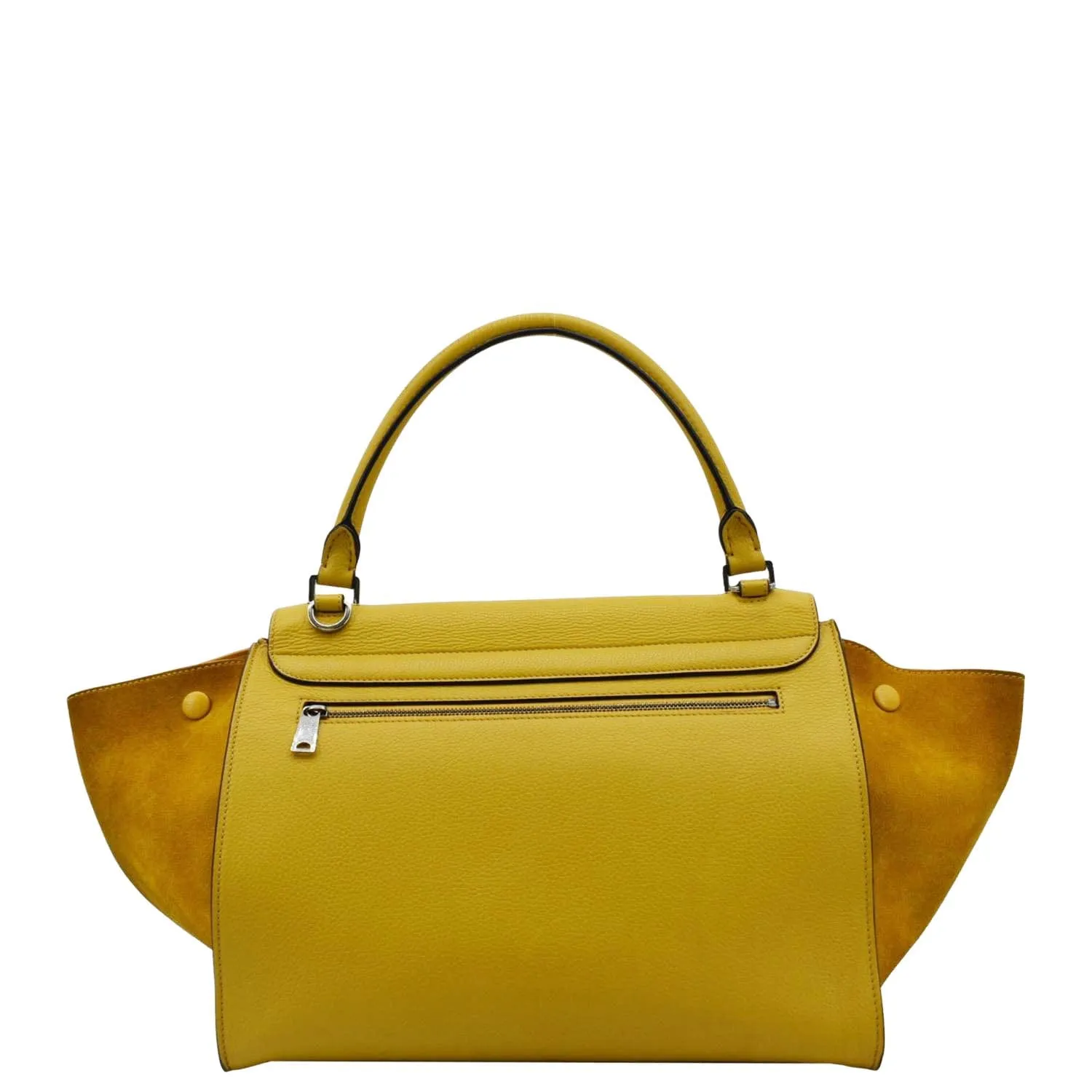 CELINE Trapeze Leather Suede Tote Shoulder Bag Yellow