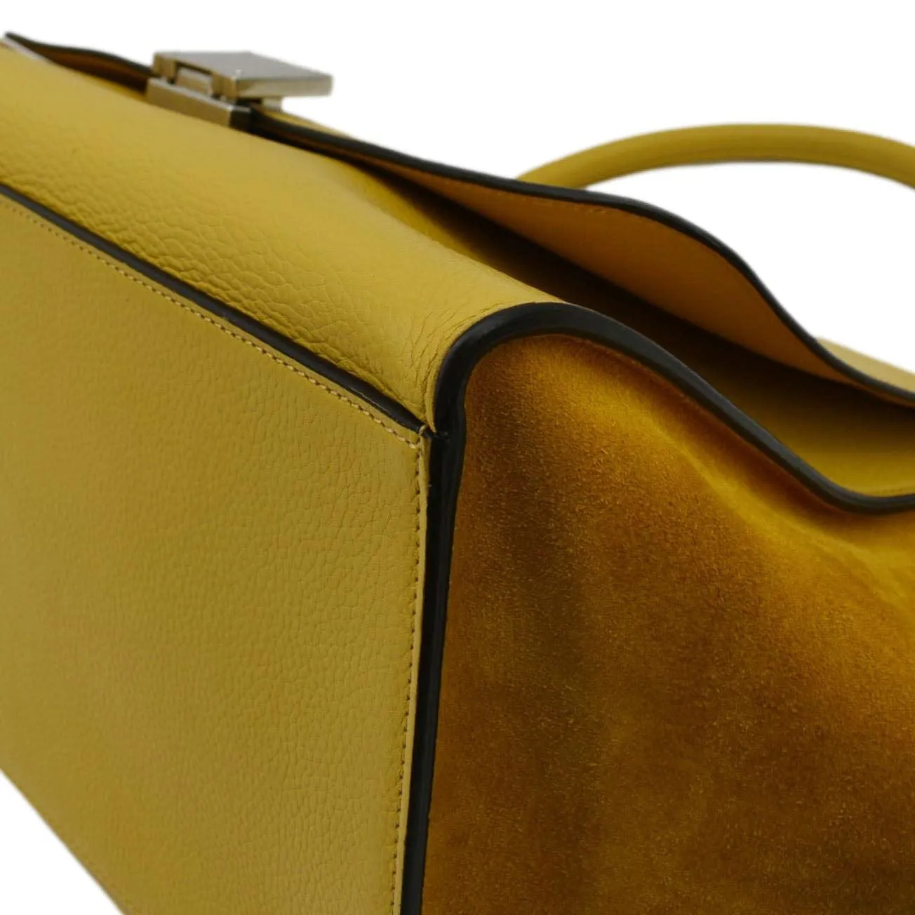 CELINE Trapeze Leather Suede Tote Shoulder Bag Yellow