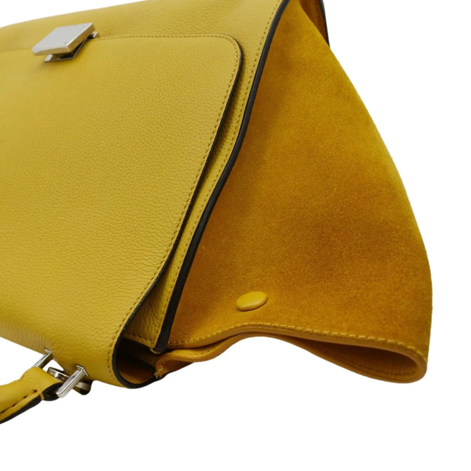 CELINE Trapeze Leather Suede Tote Shoulder Bag Yellow