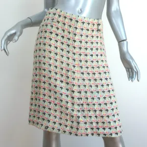 Chanel 02P Tweed Skirt Mint/Multicolor Cotton-Linen Size 42