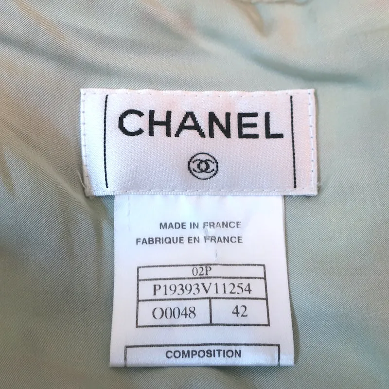 Chanel 02P Tweed Skirt Mint/Multicolor Cotton-Linen Size 42