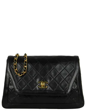 Chanel 1990s Navy Lambskin Quilted CC Tiwstlock Flap Bag