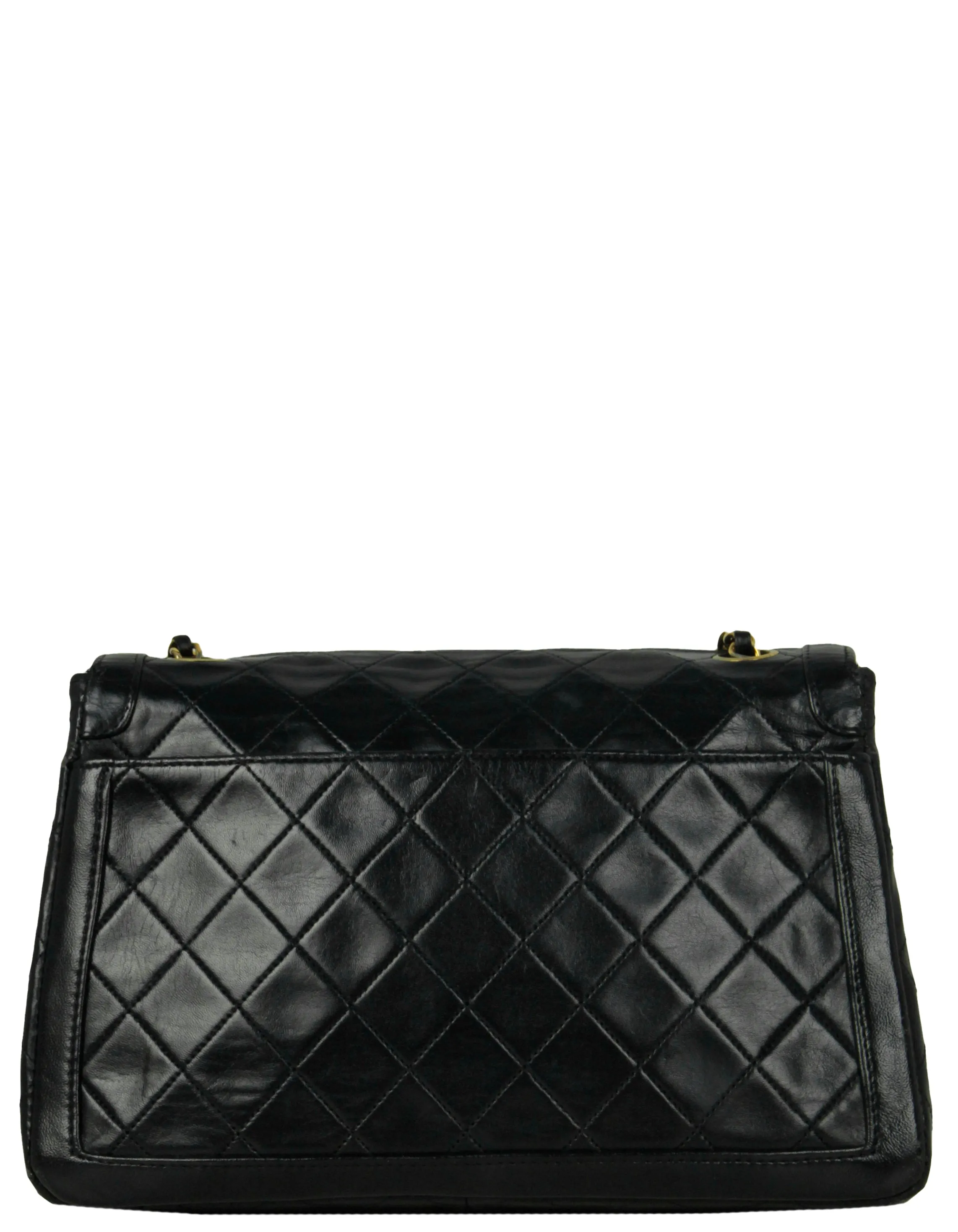 Chanel 1990s Navy Lambskin Quilted CC Tiwstlock Flap Bag