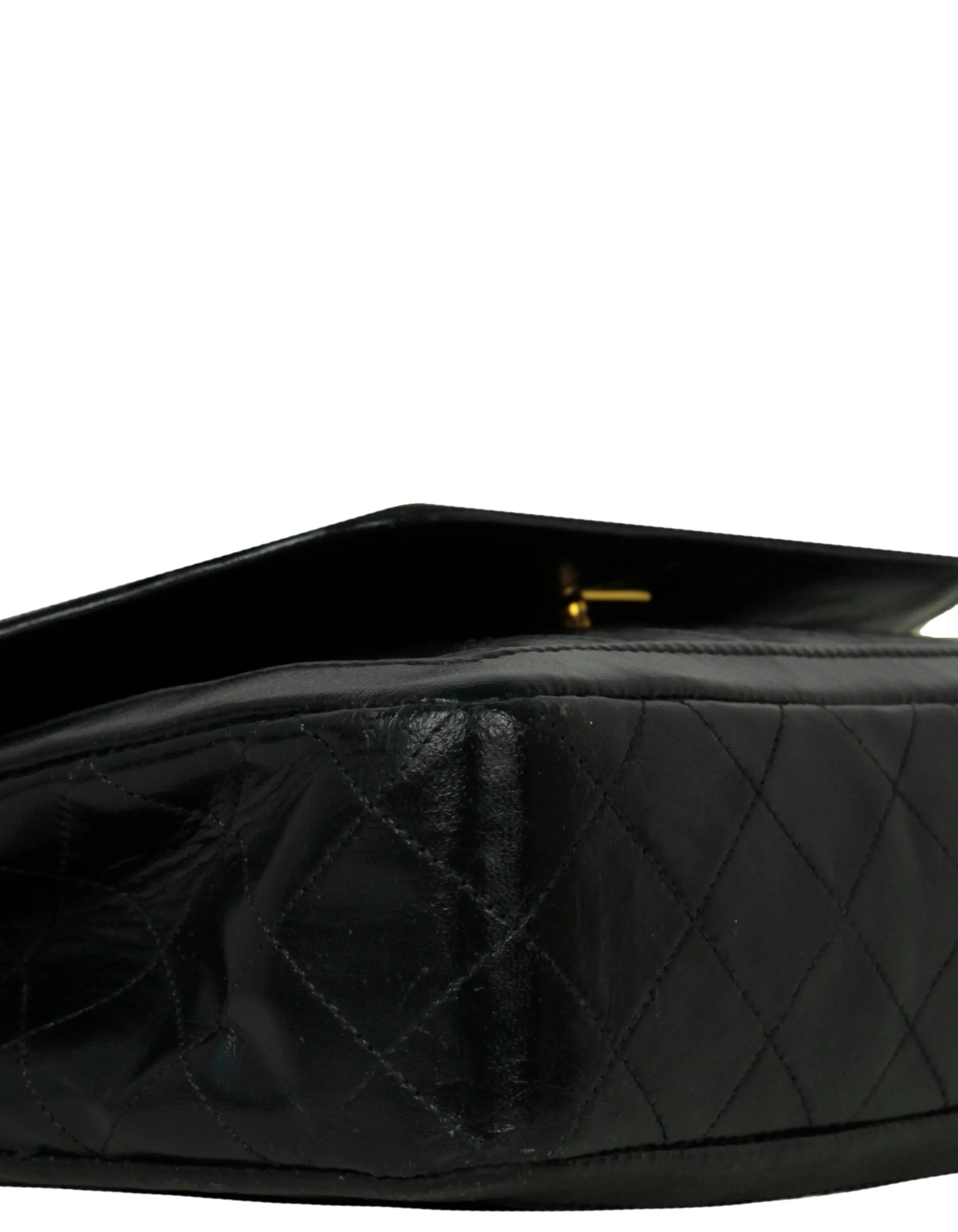 Chanel 1990s Navy Lambskin Quilted CC Tiwstlock Flap Bag