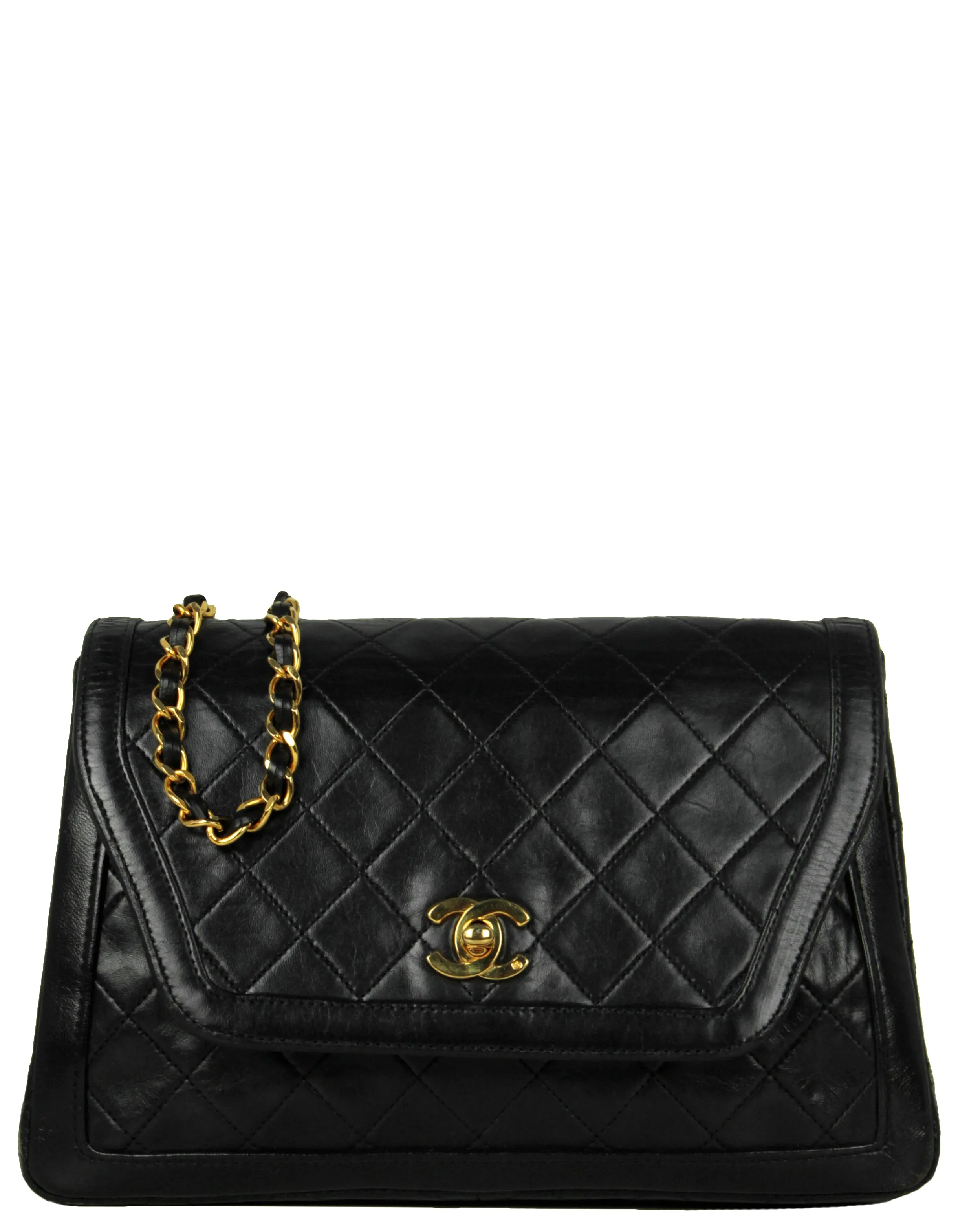 Chanel 1990s Navy Lambskin Quilted CC Tiwstlock Flap Bag