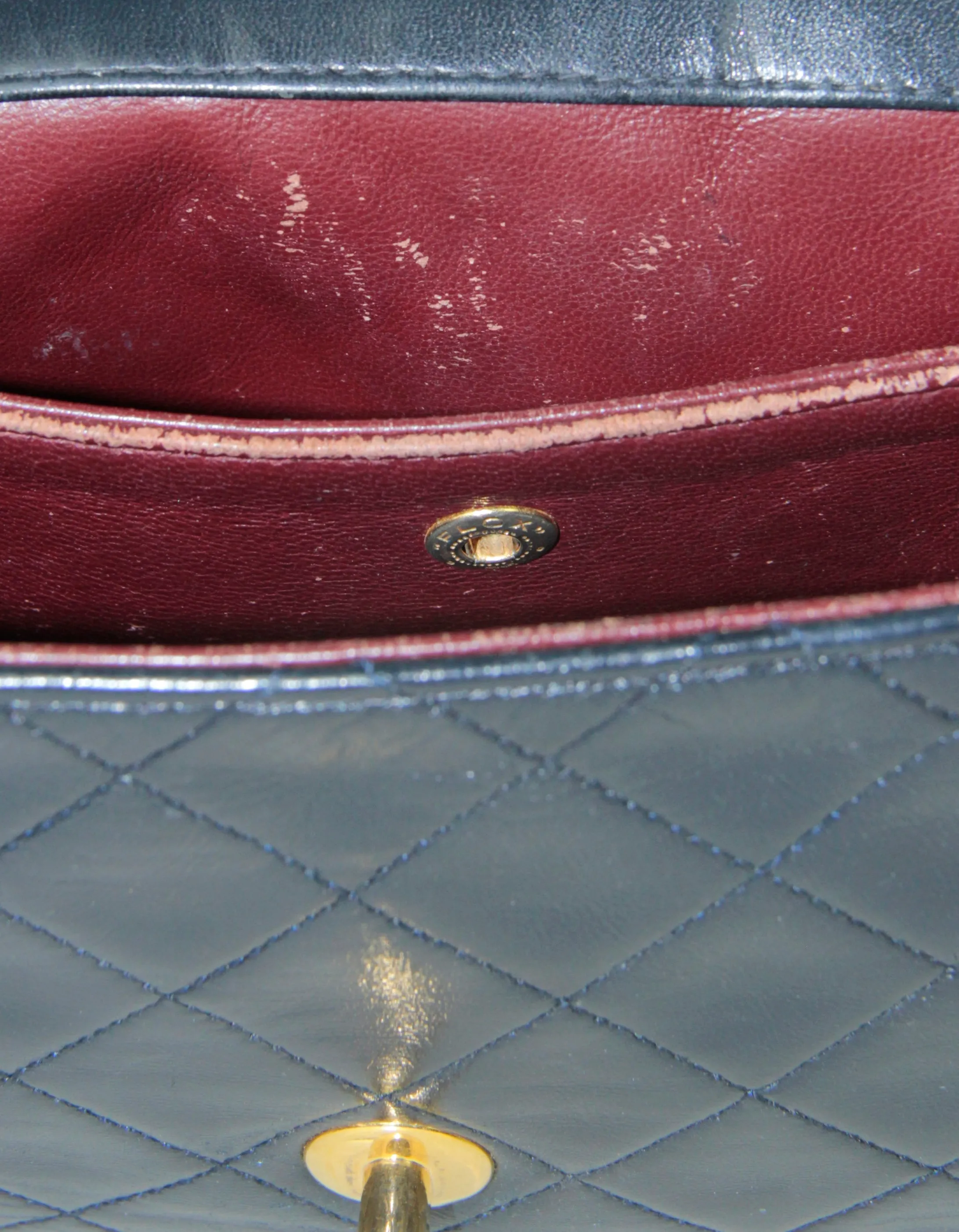 Chanel 1990s Navy Lambskin Quilted CC Tiwstlock Flap Bag