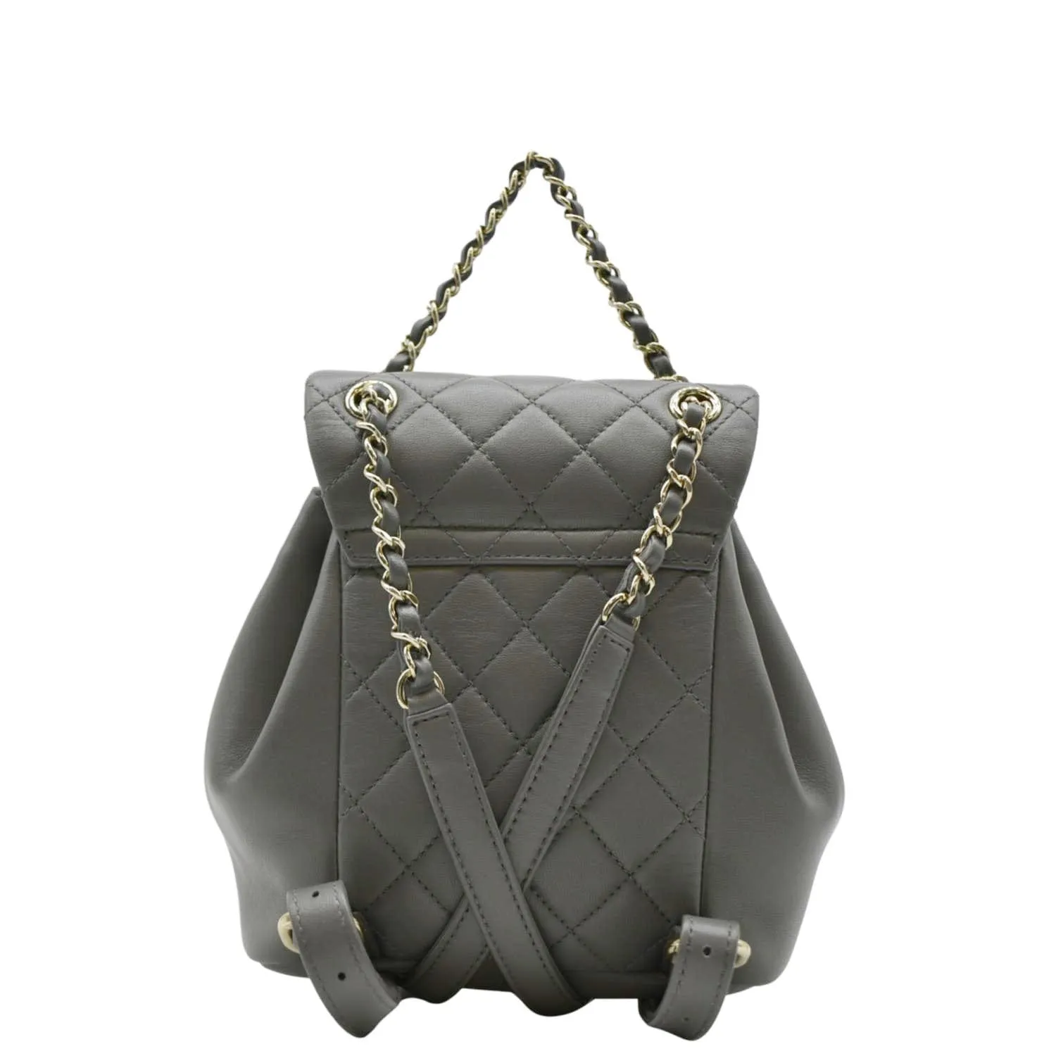 CHANEL Duma Small Quilted Leather Backpack Bag Grey