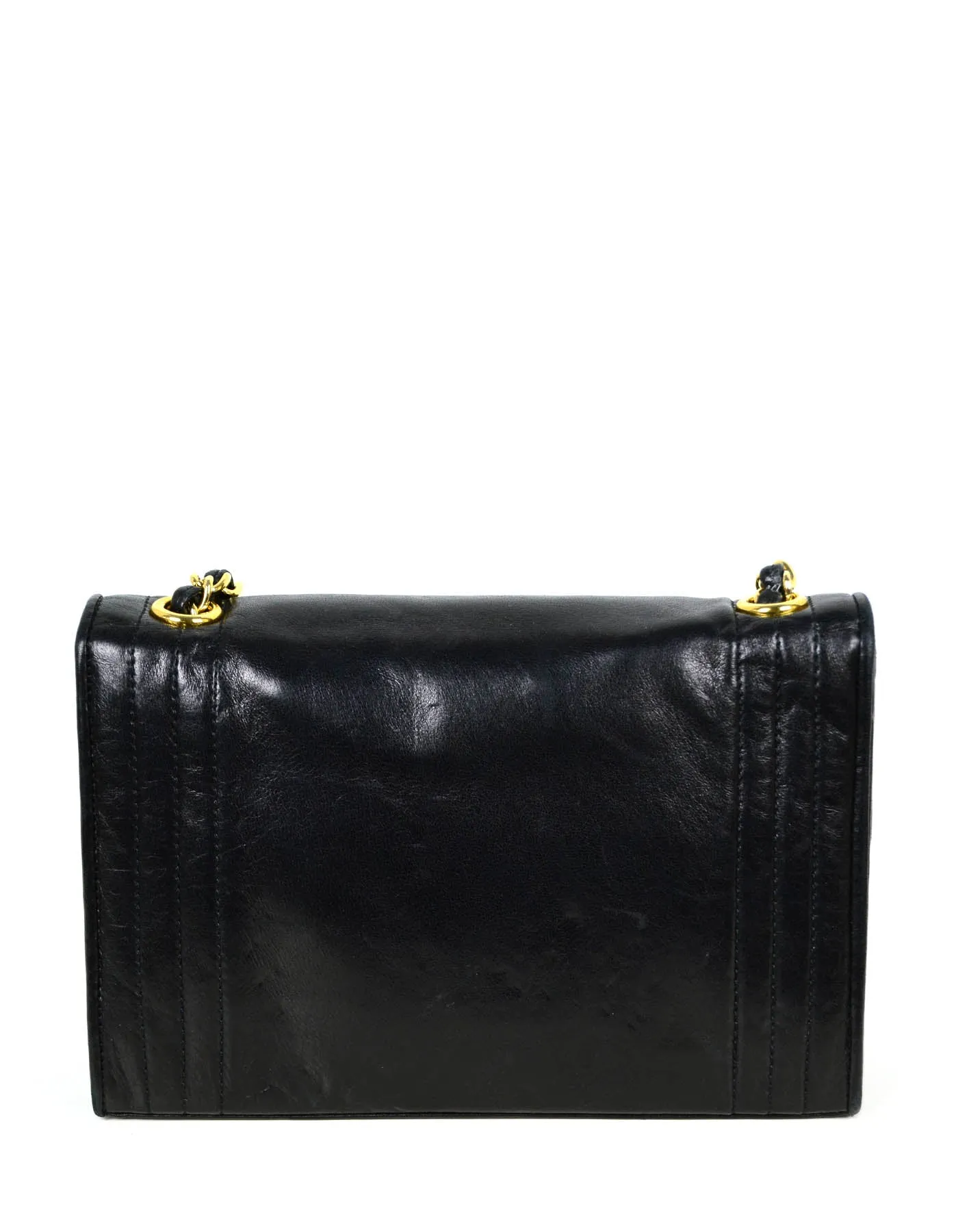 Chanel Vintage Black Lambskin Leather CC Stitched Mini Bag