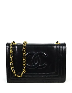 Chanel Vintage Black Lambskin Leather CC Stitched Mini Bag
