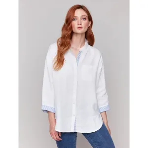 Charlie B Drop Shoulder 3/4 Roll Up Sleeves Shirt