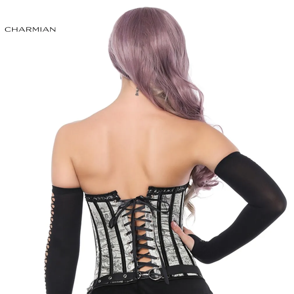 Charmian Women's Plus Size Steampunk Overbust Corset Sexy Floral Retro