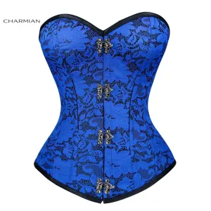Charmian Women's Sexy Gothic Floral Brocade Strapless Steel Bone