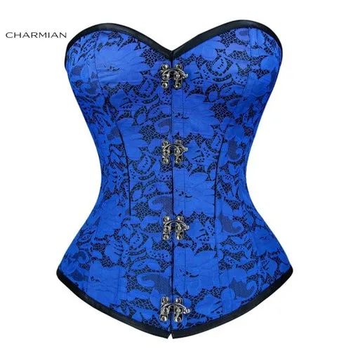 Charmian Women's Sexy Gothic Floral Brocade Strapless Steel Bone