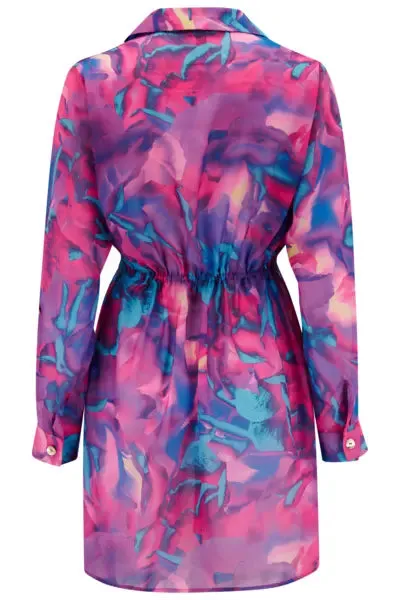 Chiffon Button Through Beach Shirt  In Purple - Pour Moi