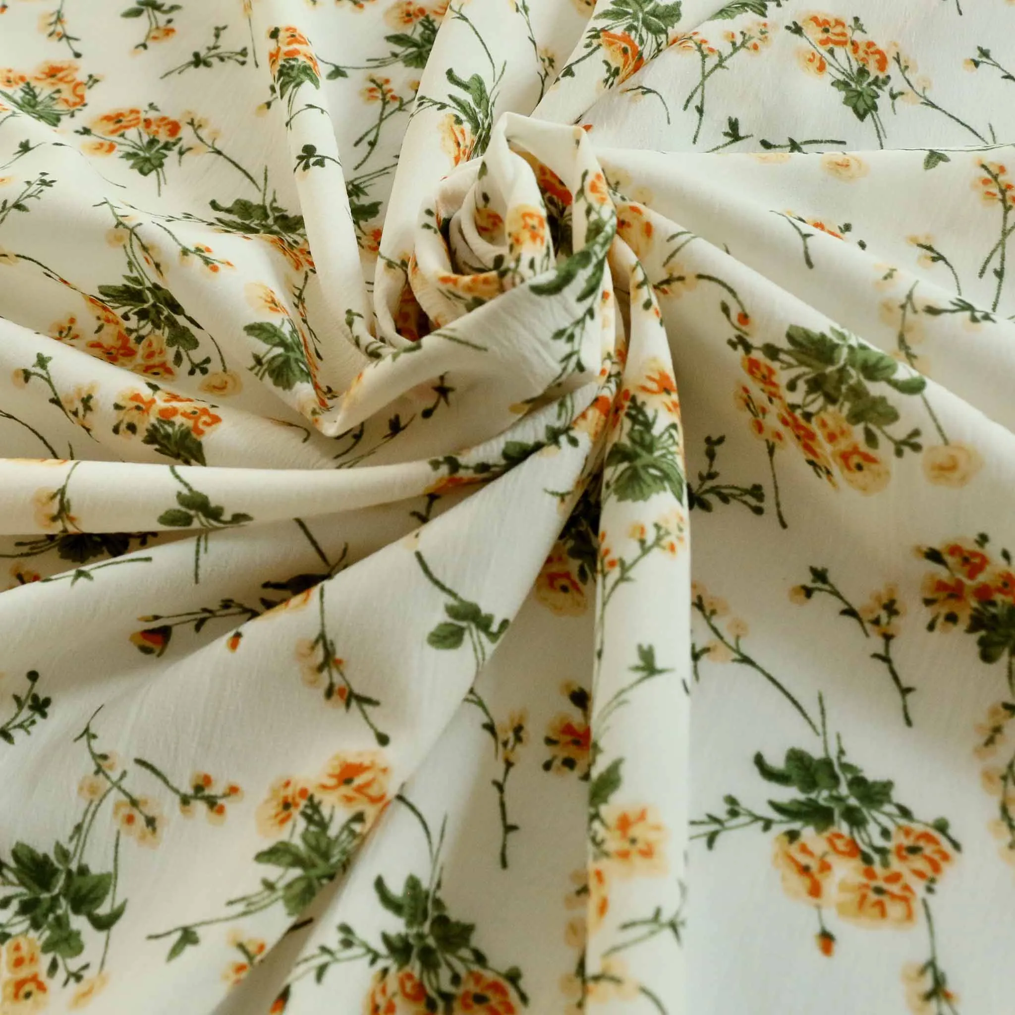Chiffon Fabric - Off-white and pastel mint green