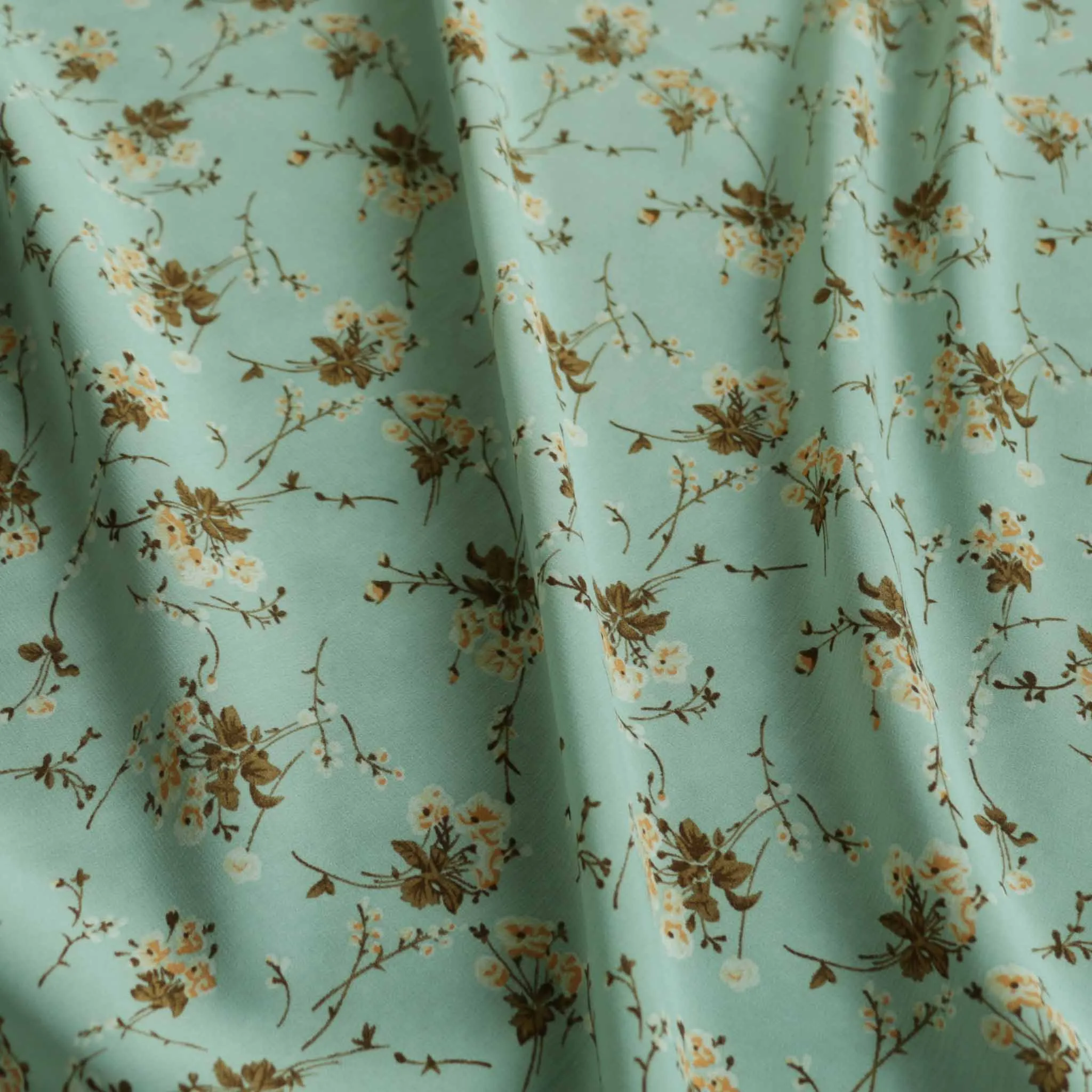 Chiffon Fabric - Off-white and pastel mint green