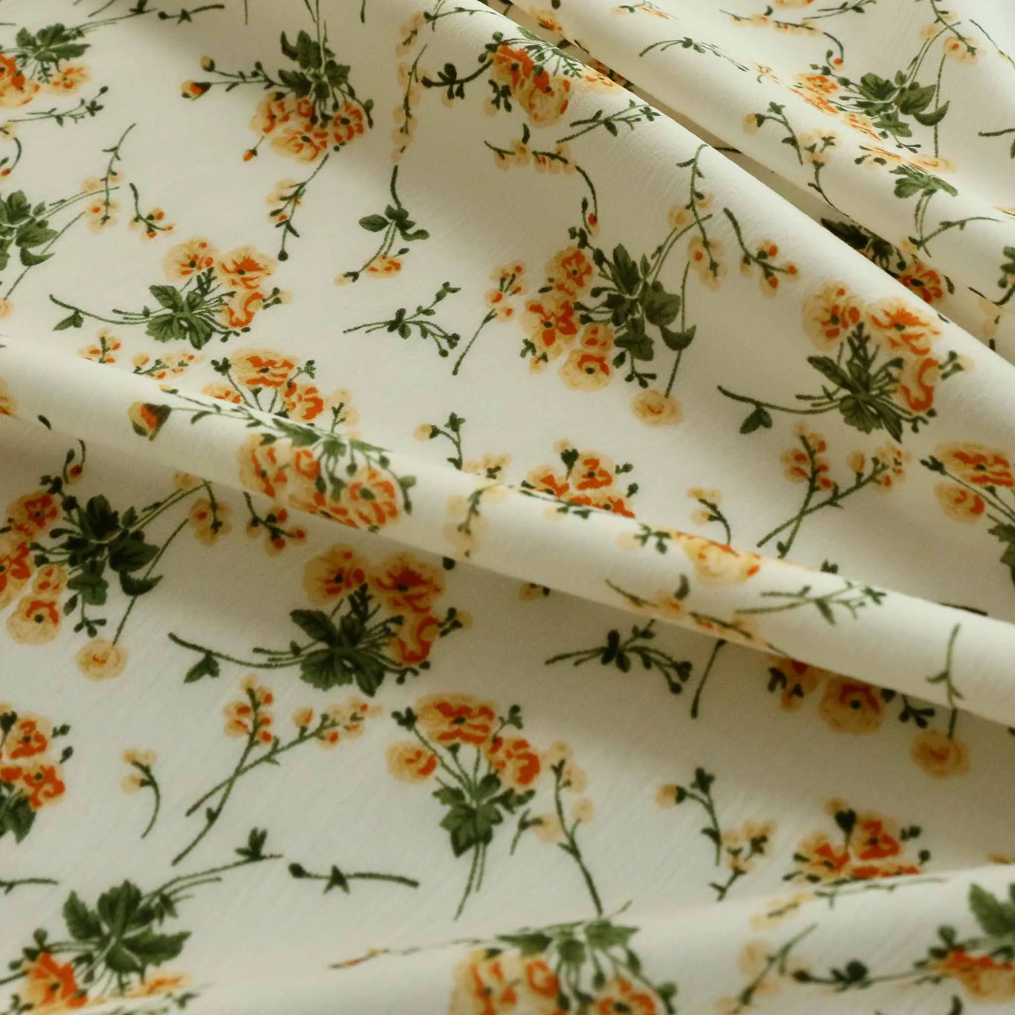 Chiffon Fabric - Off-white and pastel mint green