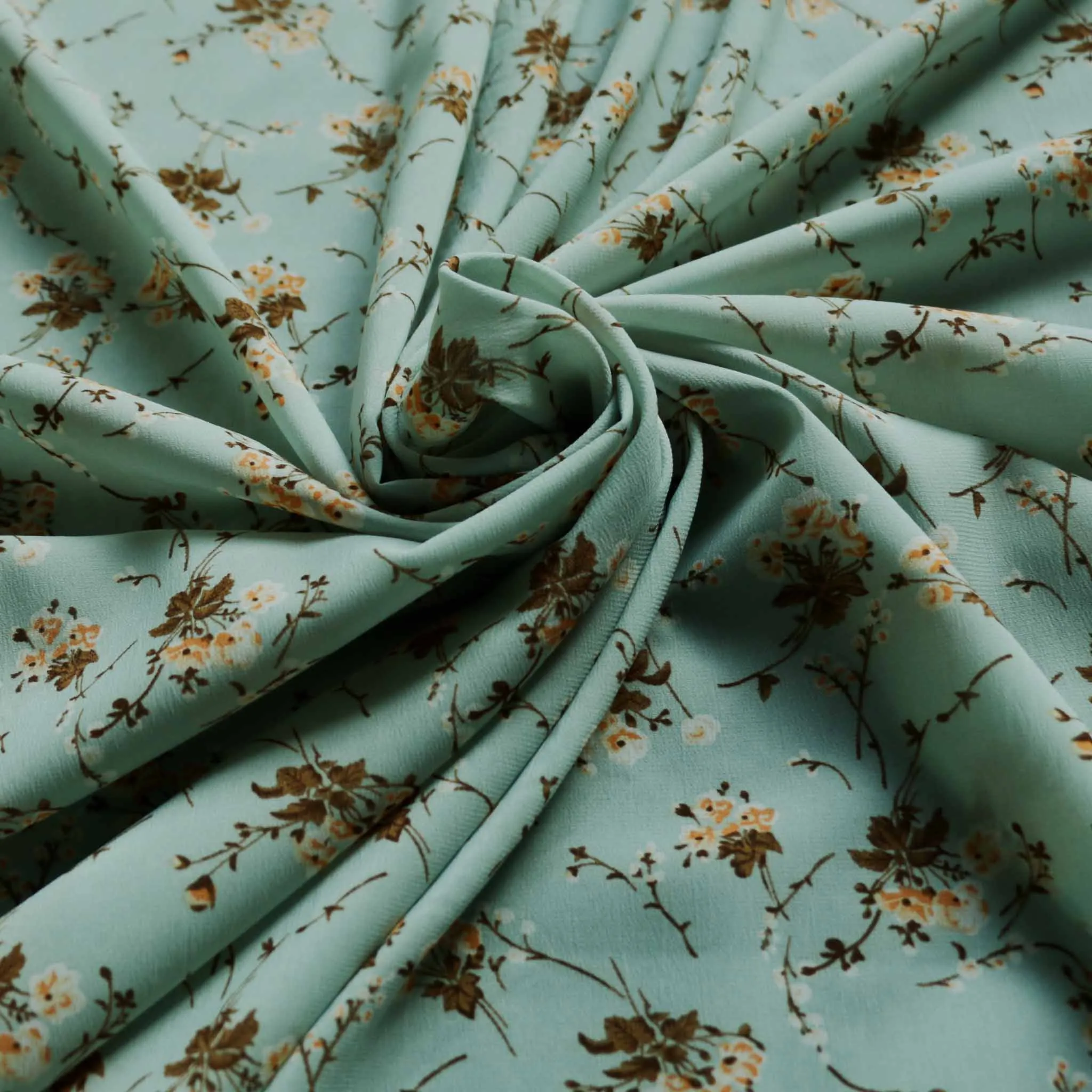 Chiffon Fabric - Off-white and pastel mint green