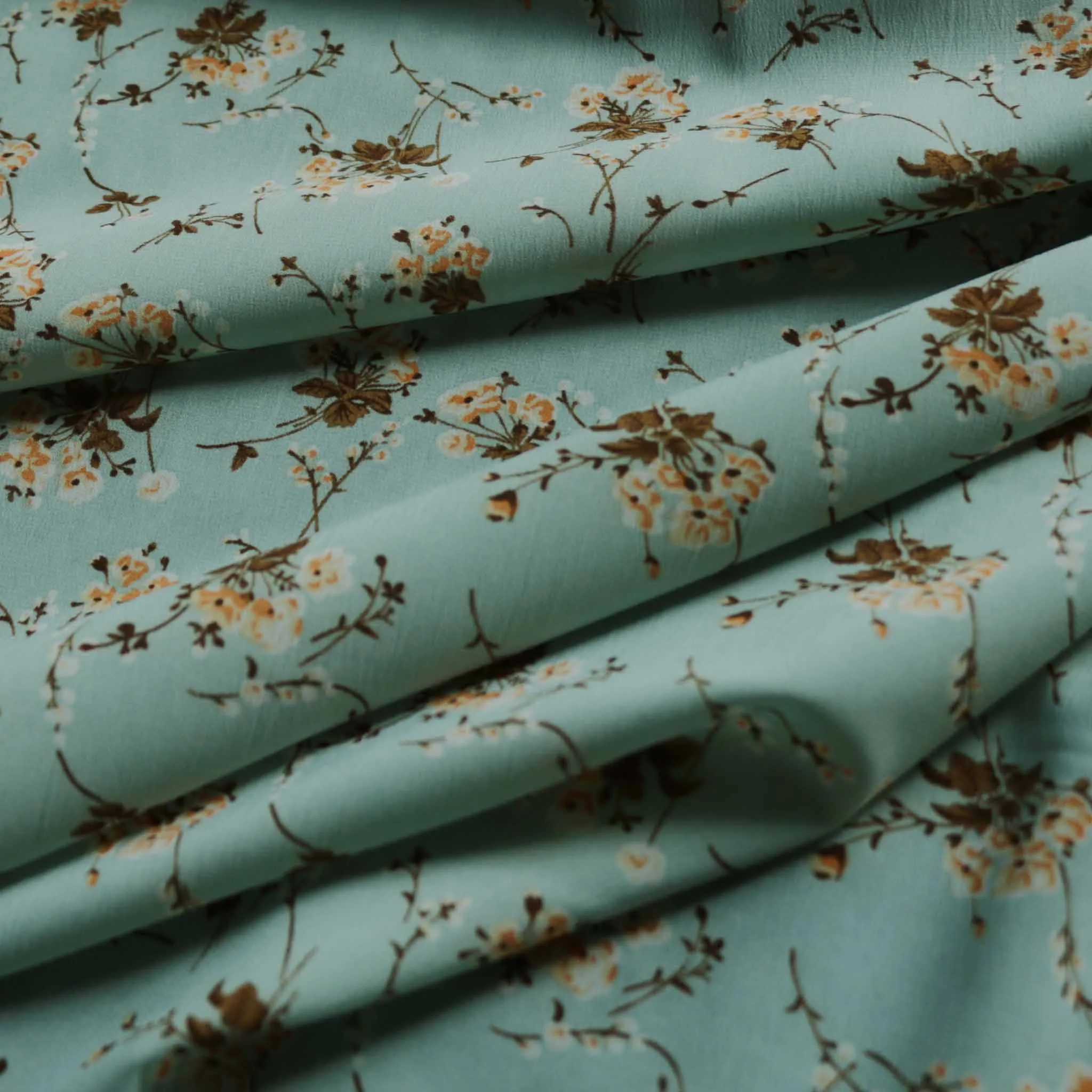 Chiffon Fabric - Off-white and pastel mint green