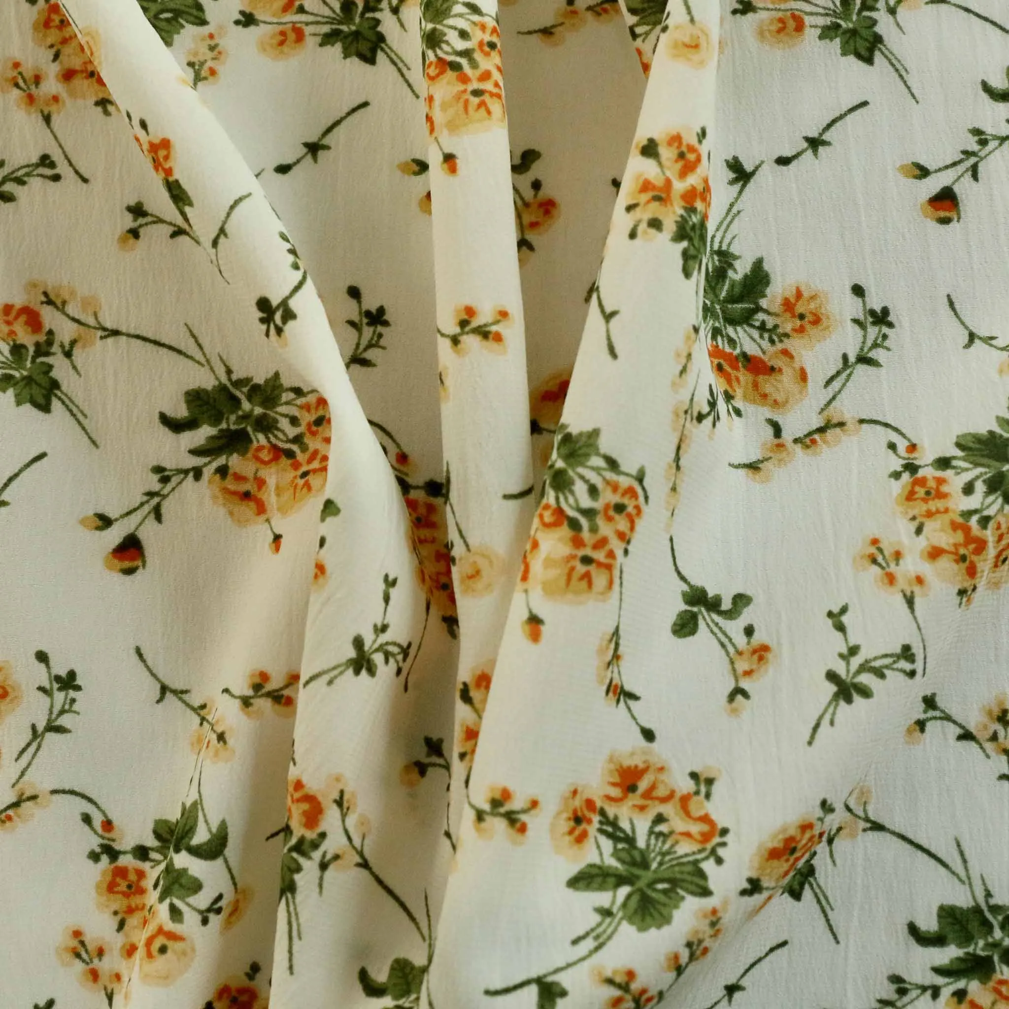 Chiffon Fabric - Off-white and pastel mint green