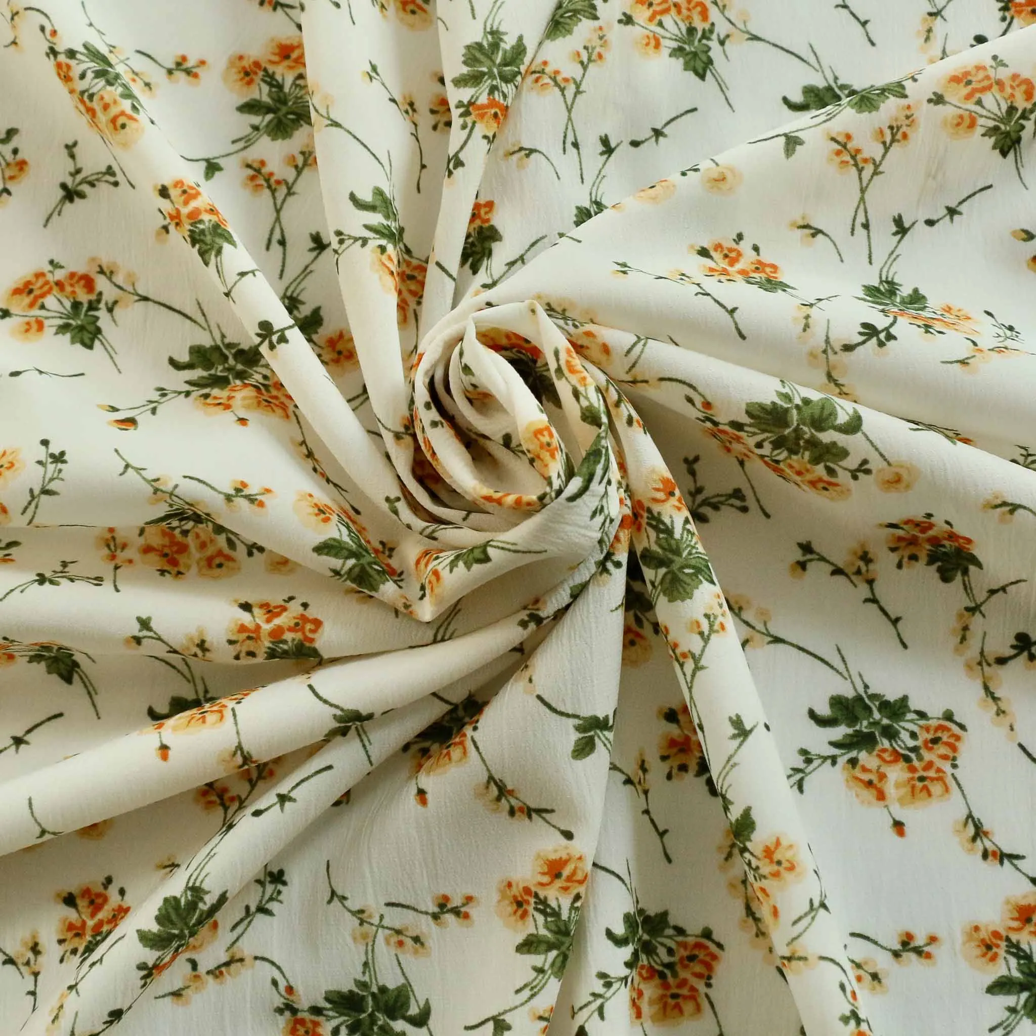 Chiffon Fabric - Off-white and pastel mint green