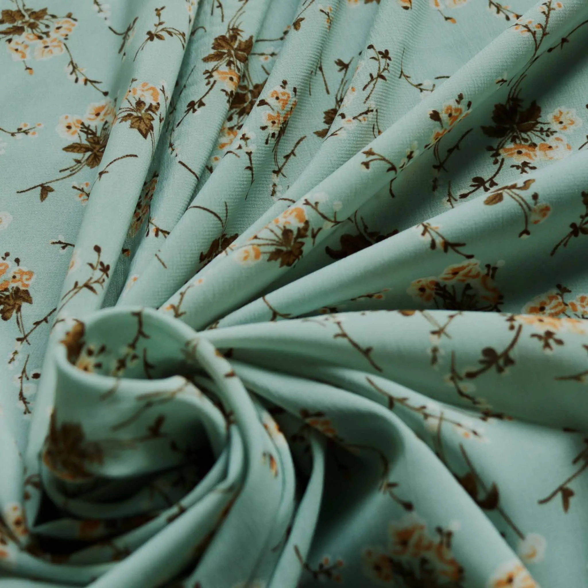 Chiffon Fabric - Off-white and pastel mint green