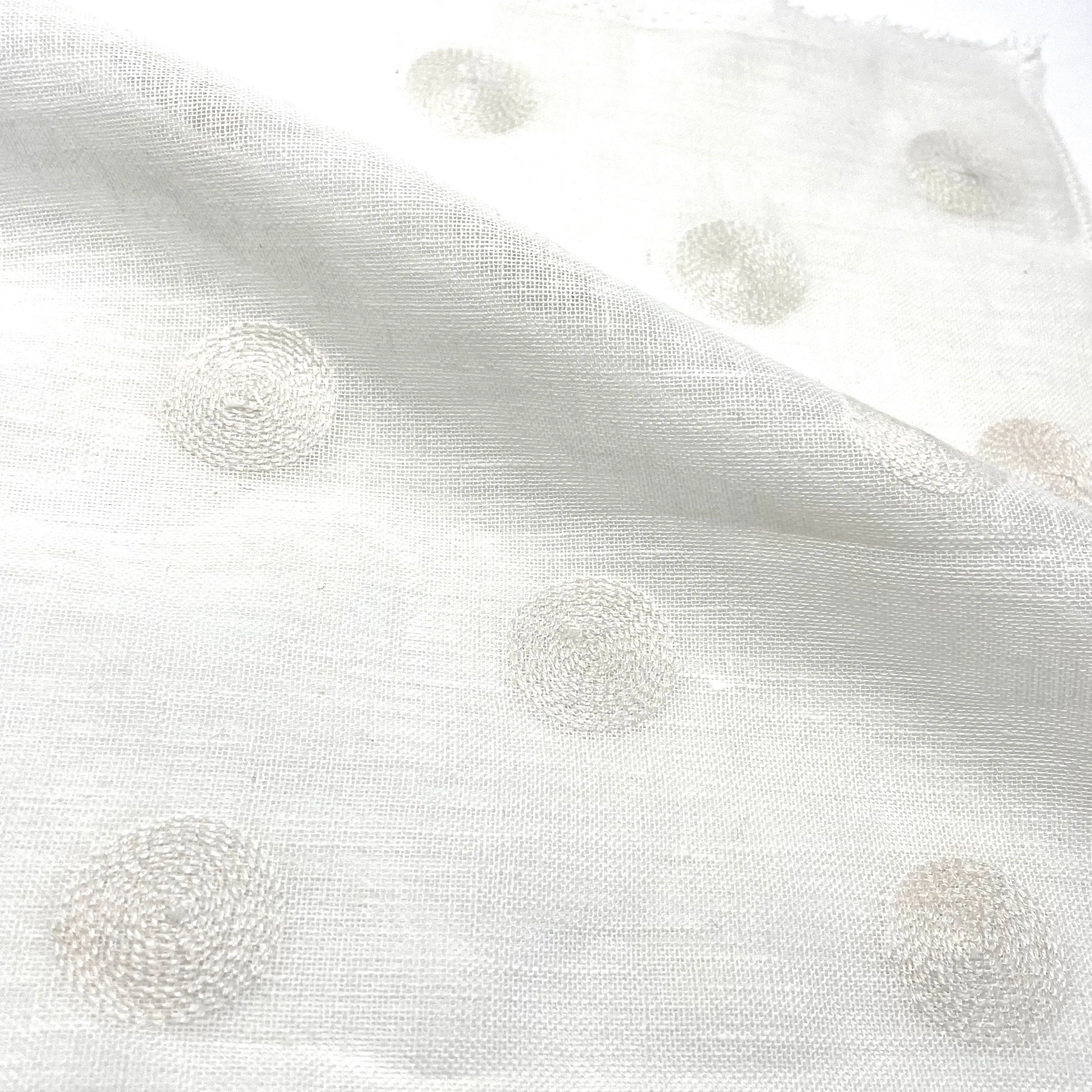 Circle Embroidery Blend Linen Fabric By The Yard/CL1072