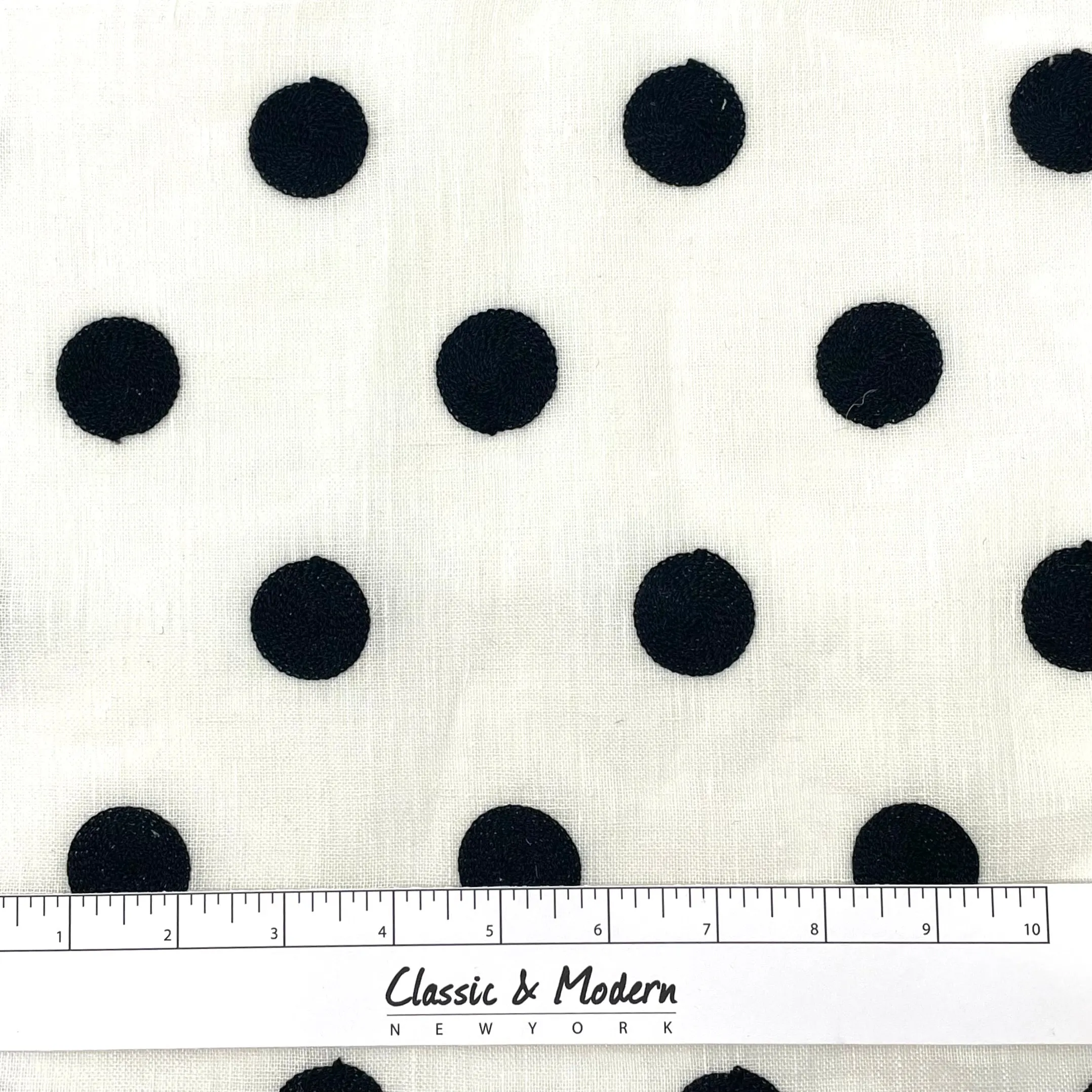 Circle Embroidery Blend Linen Fabric By The Yard/CL1072